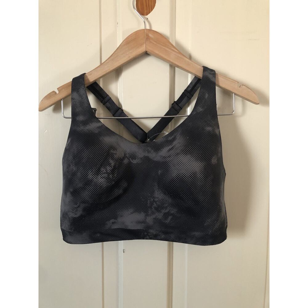 Athleta Advance Printed Bra B-DD Black Grey Size 36DD NWT